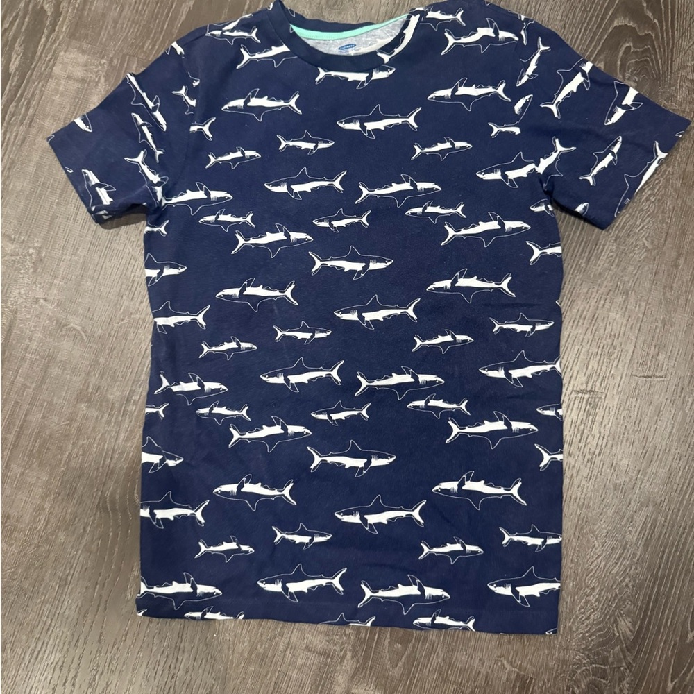 Navy Shark Pattern Kids T-Shirt